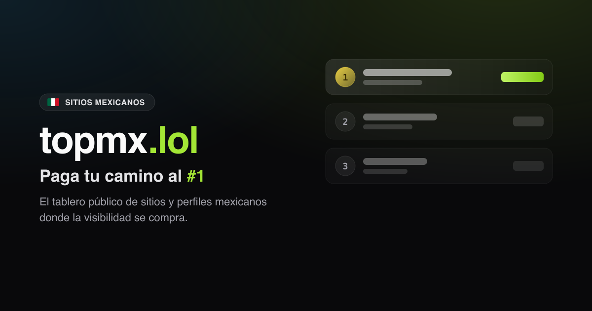 Topmx.lol - Tablero público de sitios mexicanos donde la visibilidad se compra
